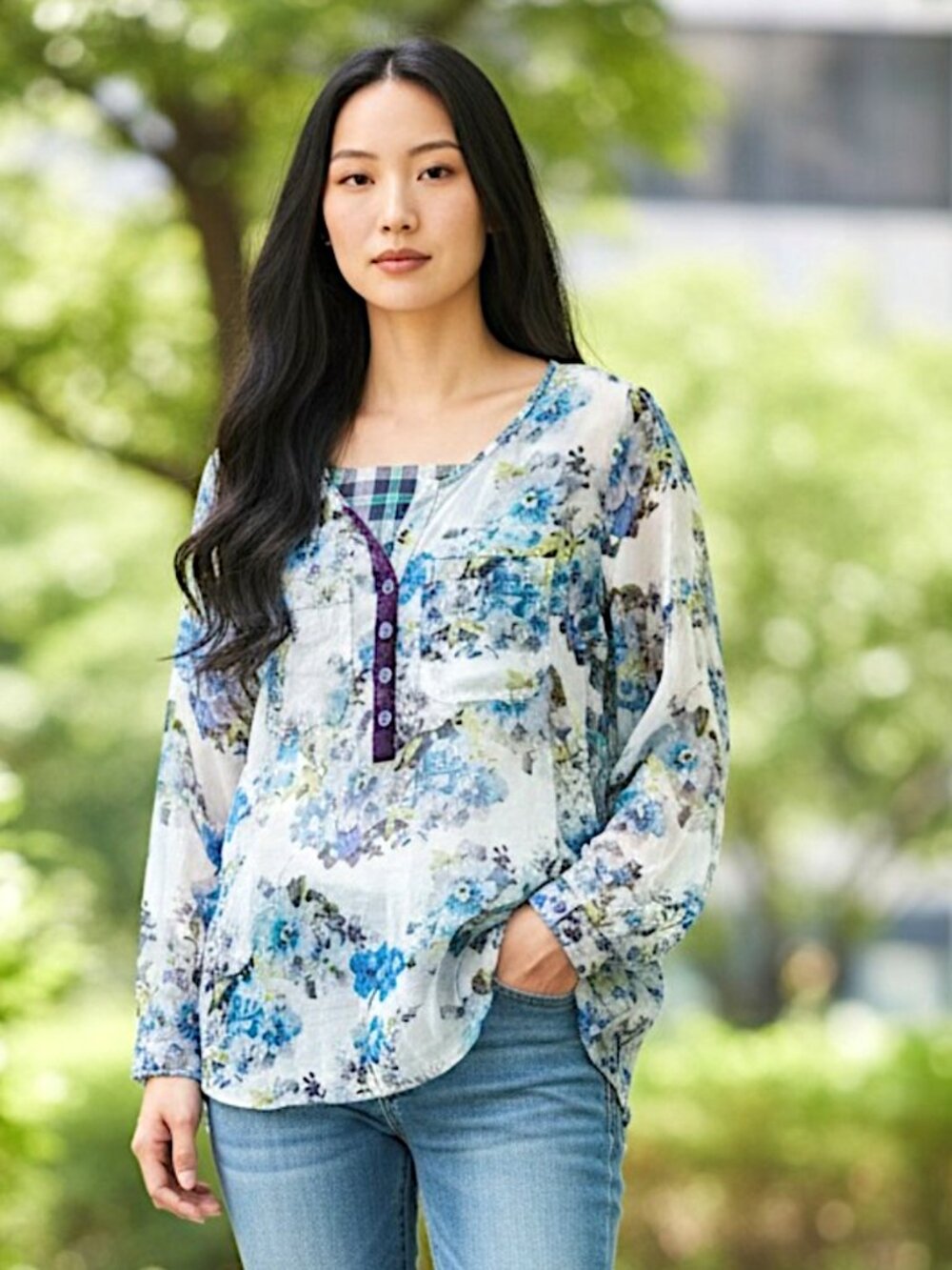 NWT Anthropologie Cyrena Boho Floral Plaid Mixed Print S Tunic Blouse Top Shirt